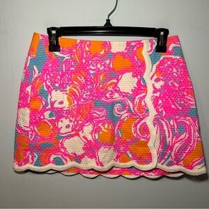 Lilly Pulitzer Michelins Hot Pink & Orange White Trim Mini Skort Size 0